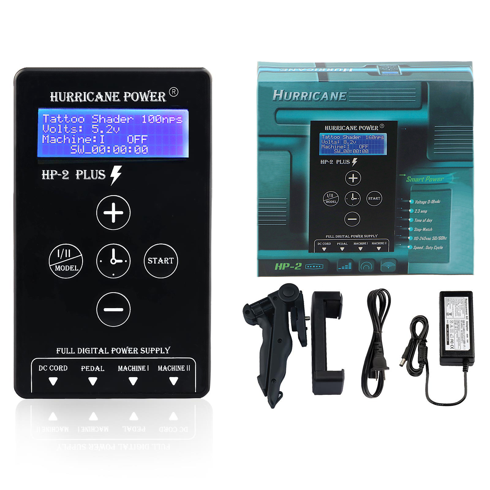 Máquina de bordado de tatuaje galvanómetro PLUS pantalla de alimentación ajustable de tatuaje transformador de pie herramienta de flujo de pie máquina de tatuaje
