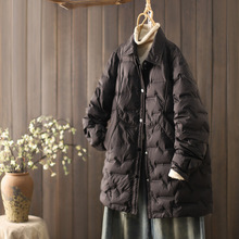 衬衫领轻薄羽绒服女2023年新款韩版冬季中长款白鸭绒简约宽松外套