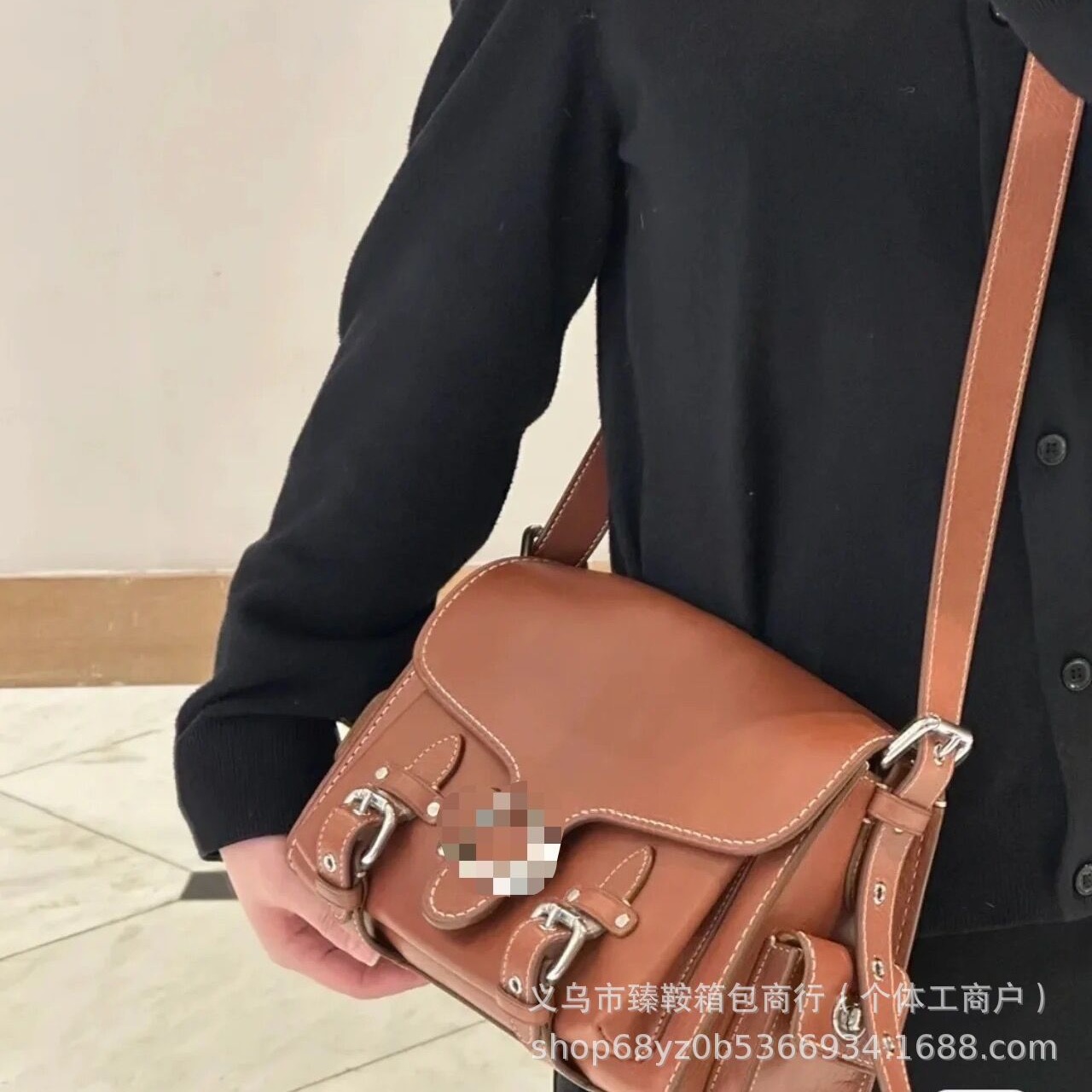 C家CARGO SOFT黑银复古tabby真皮剑桥包CT721信使包男女同款中古