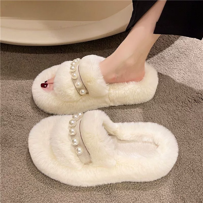 Фея ветер толстый подошв шерстяные тапочки женские наружные носить новые пушистые комнаты с кондиционером ленивый человек
