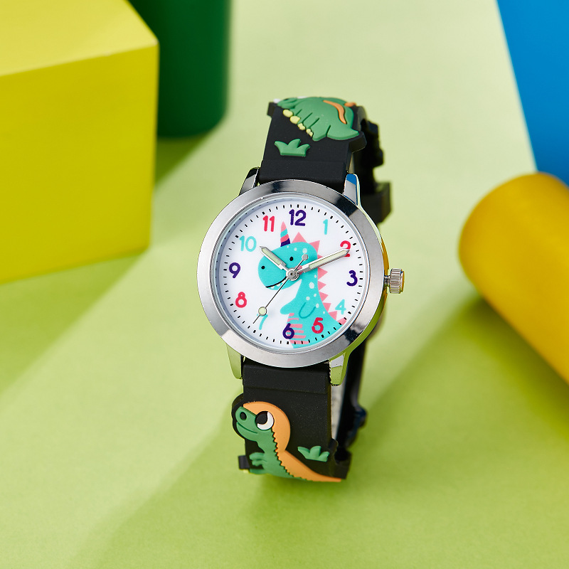 Pointer Display Type Buckle Buckle Style Cartoon Style Cute Dinosaur Buckle Pu Strap Quartz Watch