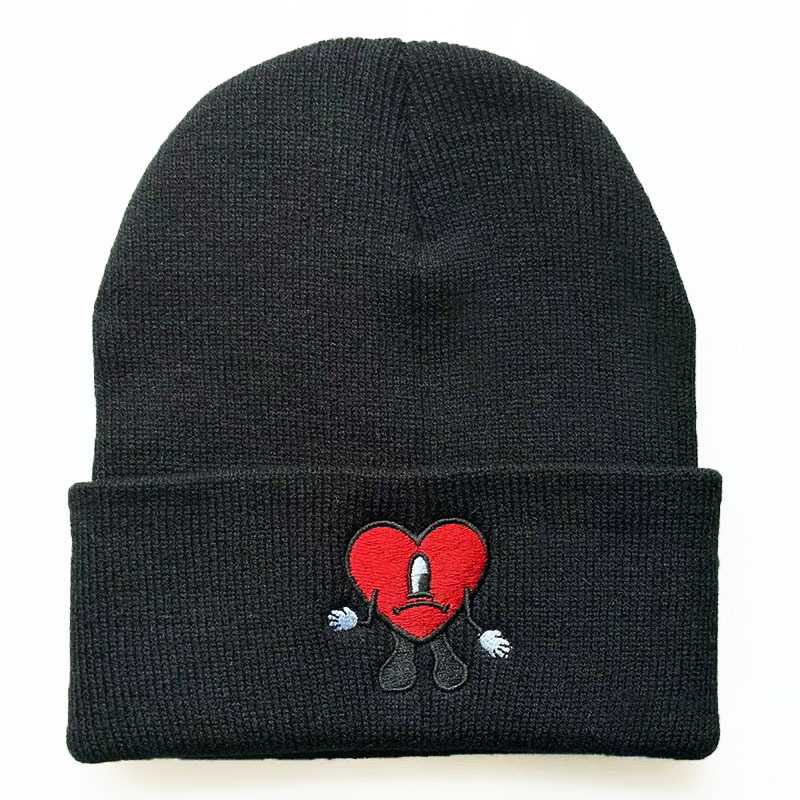 Pop automne et hiver chanteur mauvais lapin brodé chapeau tricoté pull chaud laine chapeau froid pour hommes et femmes_voghion.com