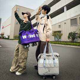 多功能健身包大容量旅行包干湿分离可拆卸带滑轮短途行李包托运包