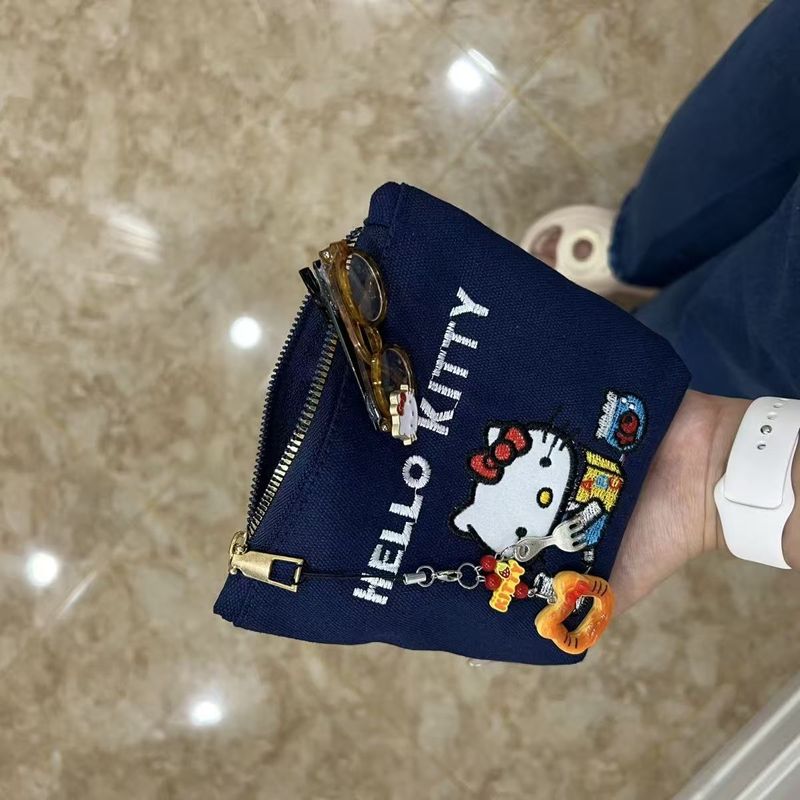 HelloKitty可爱零钱包灯芯绒化妆包少女心小方包便携外出收纳包|undefined