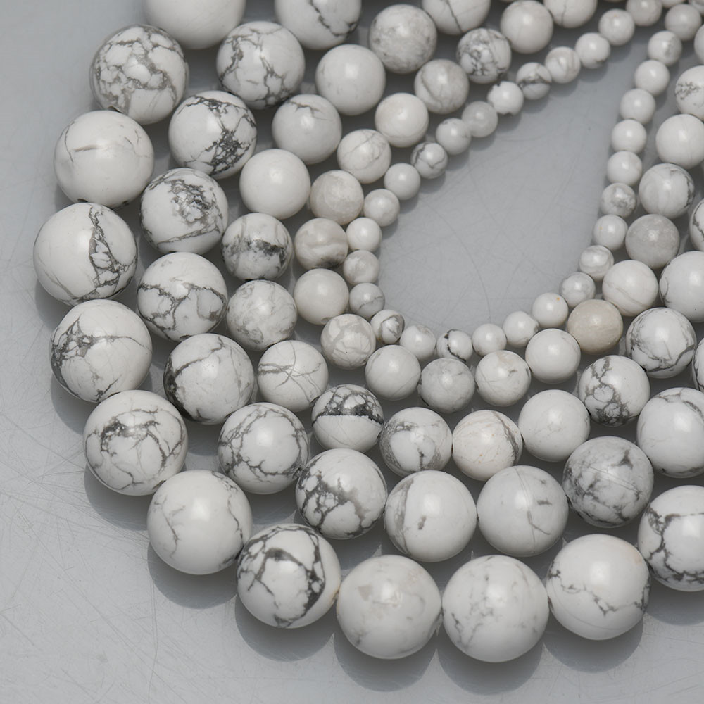 Natural Turquoise Bead Stringing White Turquoise Round Beads DIY Jewelry Bracelet Material Wholesale Cross-border