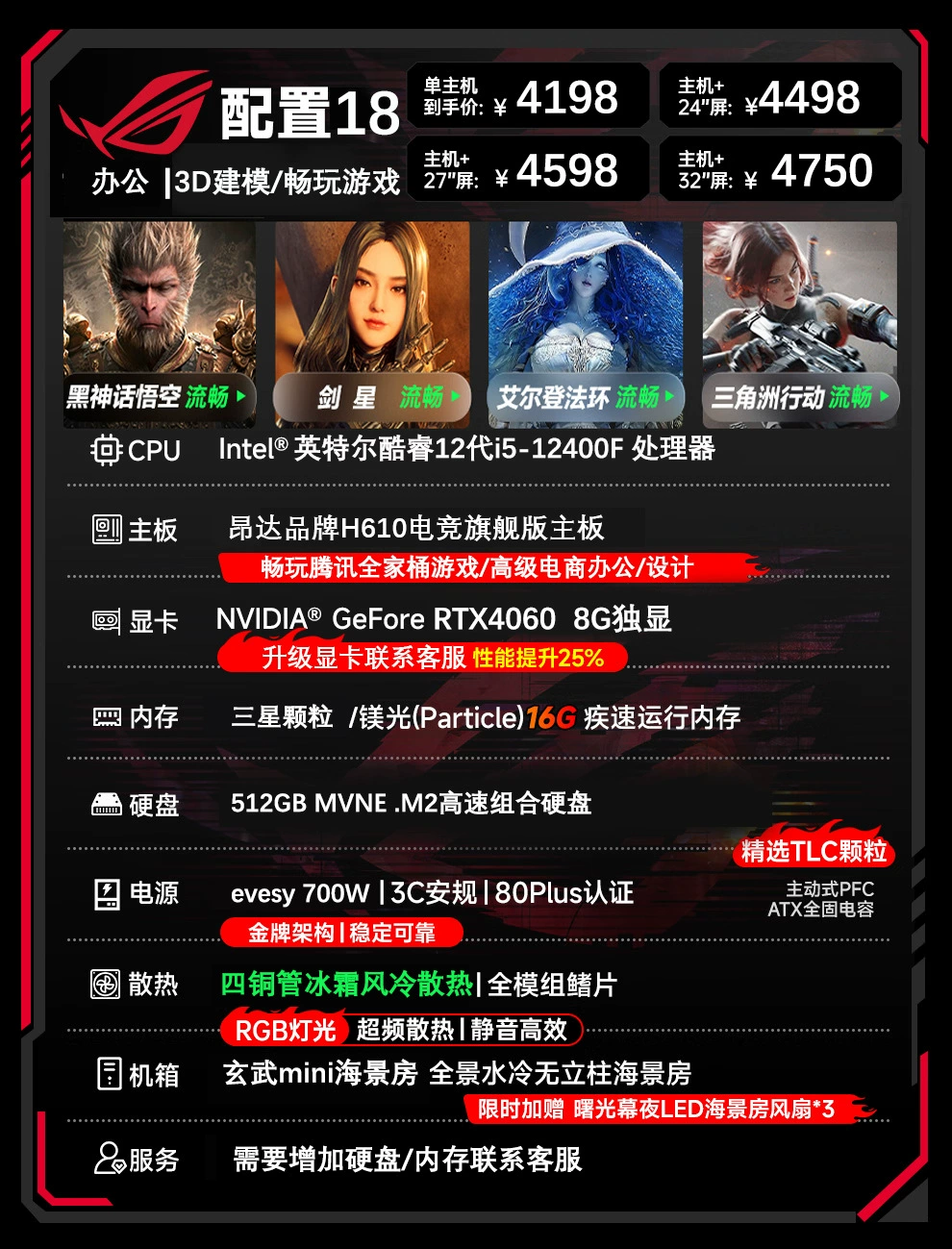 Настольный компьютер 5060, игровой e-sports и офисный ПК, конфигурации с отдельным дисплеем