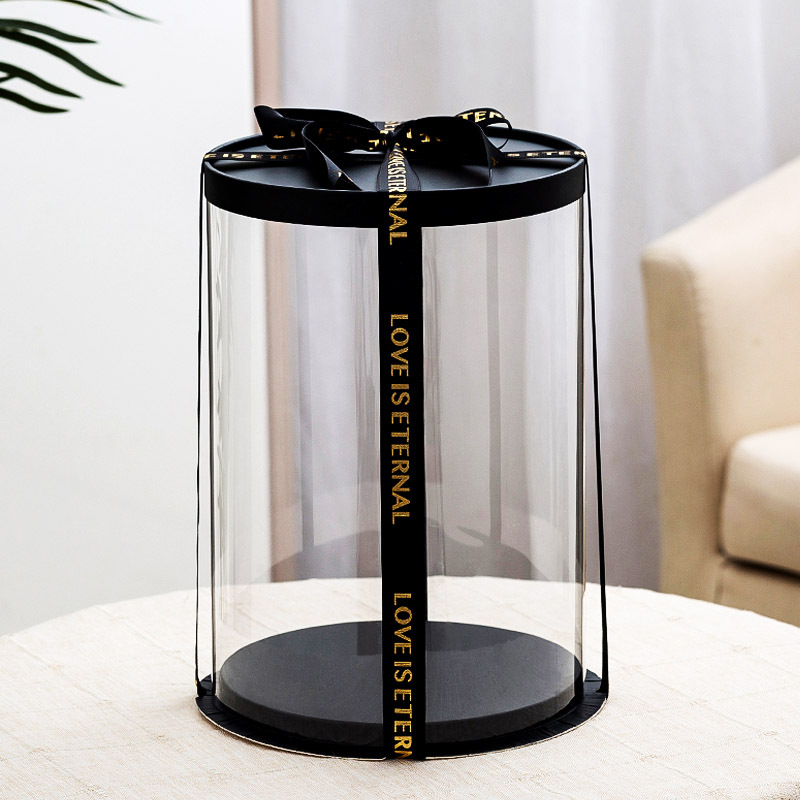 Caja de pastel transparente redonda de 4 pulgadas de 6 pulgadas de 8 pulgadas de 10 pulgadas de una sola capa de doble capa más caja de pastel de cumpleaños alta