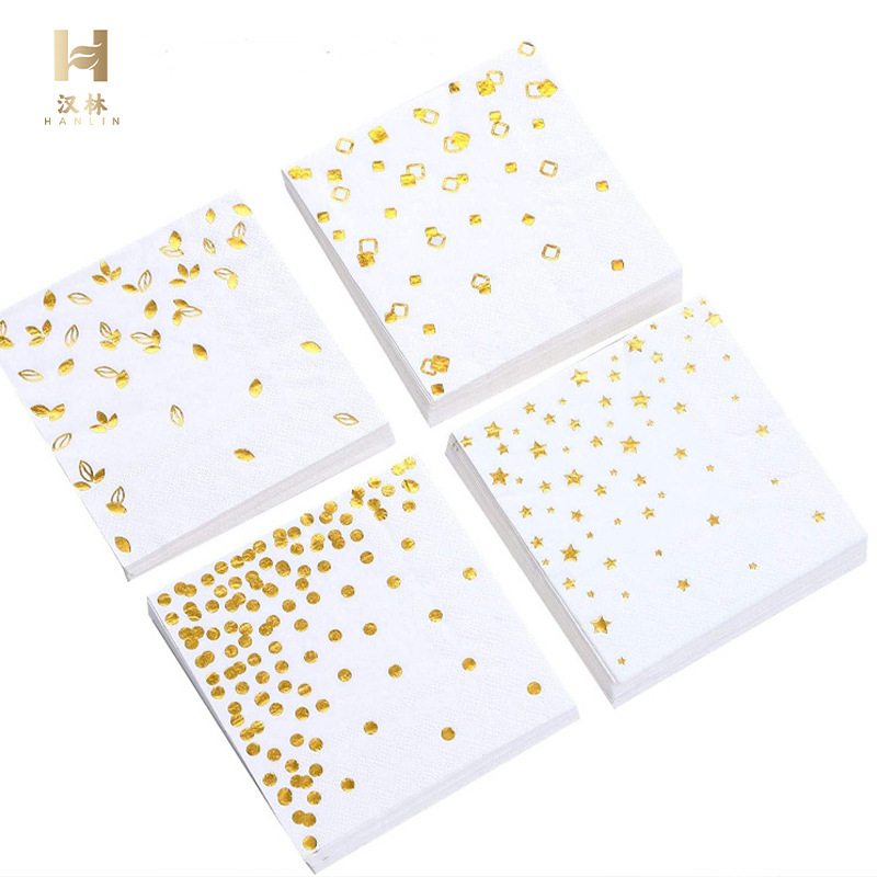 Napkin Bronzing High-class Hotel Restaurant Birthday Party Party Special Disposable Square Tissue Cross-border Tissue