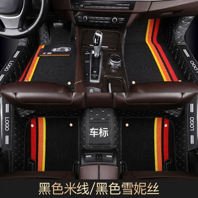 Modelə uyğun ayaqaltı environmentally friendly material non-slip wear-resistant - five-seat-car-order-note-model-year-black-leather-rice-noodles-with-black-chenille-silk-cover-door-edge