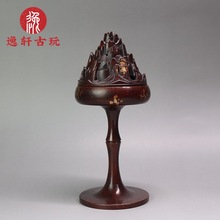 纯铜香炉鎏金博山香熏炉紫铜盘香炉创意净化佛堂供奉香道摆件