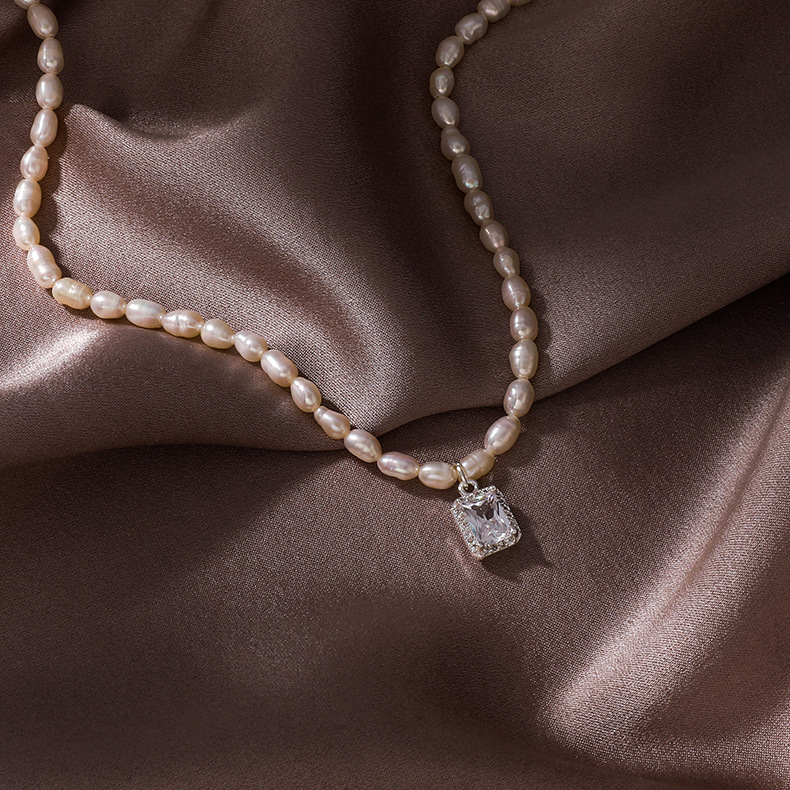 Retro Water Droplets Heart Shape Copper Pearl Necklace