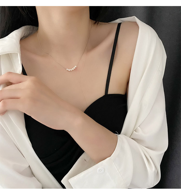 Fashion Solid Color Titanium Steel Pearl Necklace Colorza_colorza_4