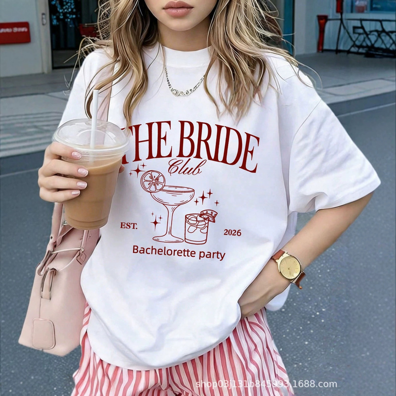 Trendy European and American Women's Tops with Letter Print, American-Style Niche Loose Short-Sleeve T-Shirt for Summer Trendy European and American Women's Tops with Letter Print, American-Style Niche Loose Short-Sleeve T-Shirt for Summer