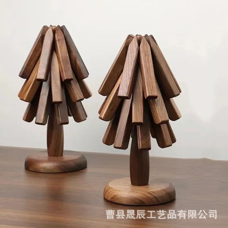 Estilo de lujo ligero posavasos de madera en forma de árbol de Navidad escritorio tazón y plato de aislamiento estera té de la tarde bebidas posavasos de café