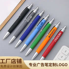 喷胶按动圆珠笔印刷logo批发广告笔酒店笔塑料笔会议笔彩色原子笔