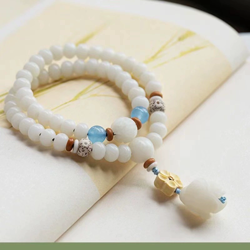 White Bodhi rosary, ethnic bracelet, accessory, wholesale, ethnic style