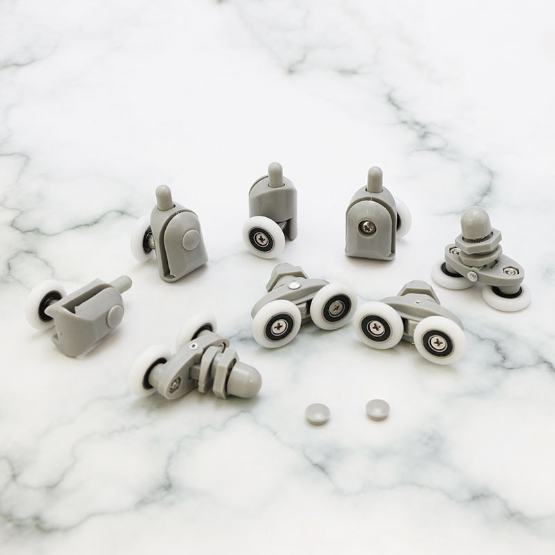 圆弧淋浴房换轮移门尼龙灰色上摇摆轮下弹跳轮 浴室门尼龙滑轮