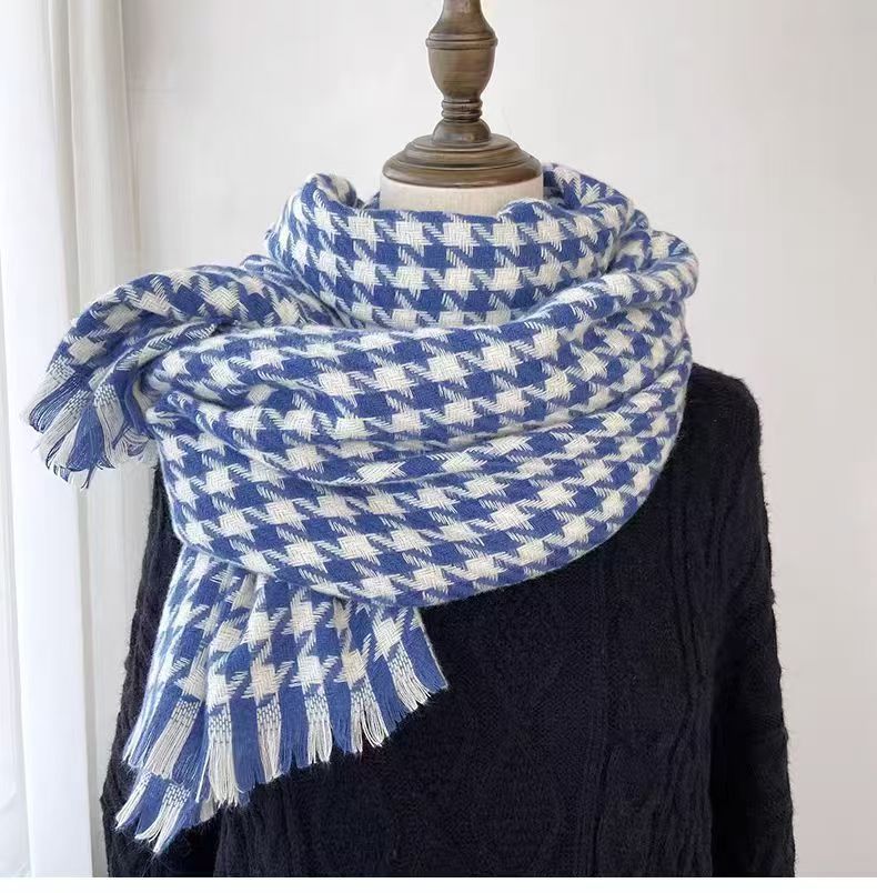 Invierno nuevo bufandas a cuadros de cachemira suave pegajosa flange collar retro grueso calentamiento al por mayor