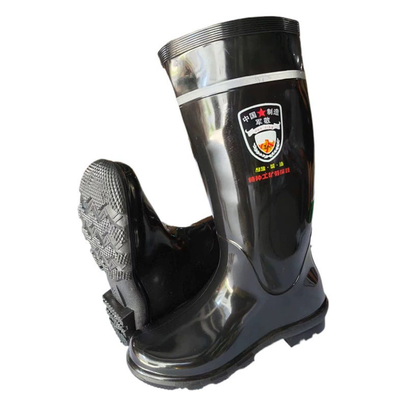 Junjing Высококачественные защитные сапоги для высоких стволов Пластиковые резиновые сапоги от дождя Черные резиновые сапоги из говядины Охрана труда Горные сапоги Защита ног