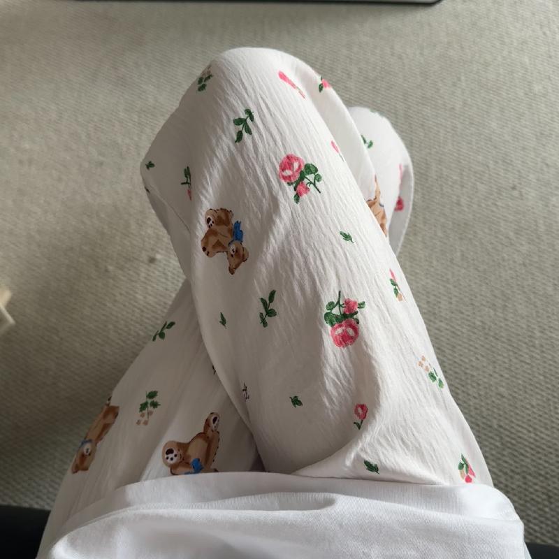 Primavera y verano · Pantalones de pijama casuales para mujeres pantalones a prueba de mosquitos rojos en línea 2025 nuevos pantalones caseros para llevar