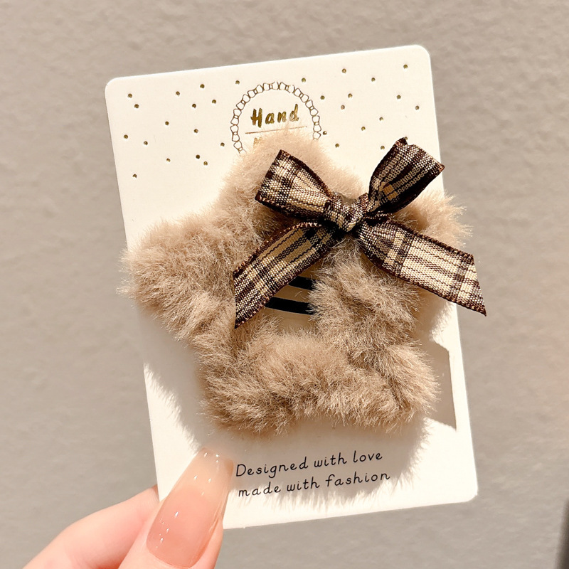 2 ¿ lazo Deep cafe peluche Star hair clip