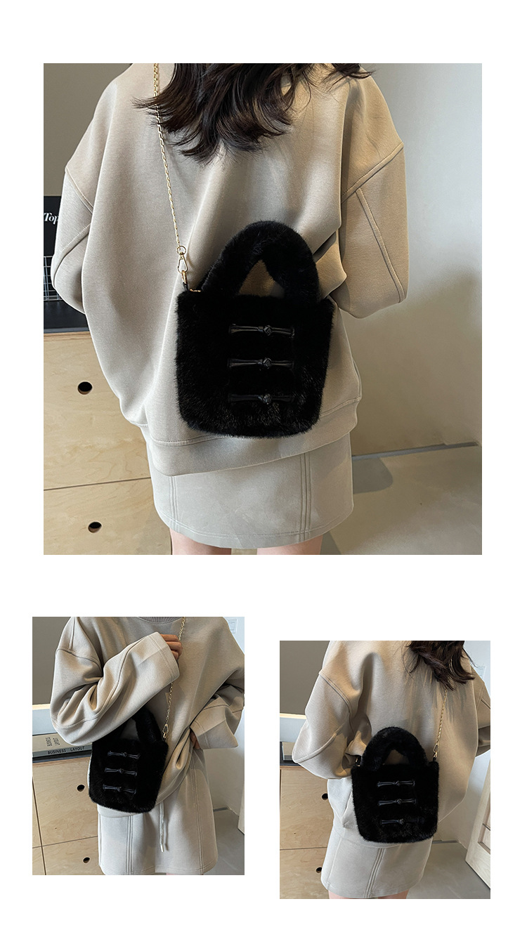 New Chinese style furry small for women 2024 new fashionable hand-held bucket autumn plush chain crossbody bag_voghion.com