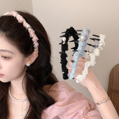 森系の小さい清新なしわのカチューシャの女性は歯の滑り止めの甘い気質のカチューシャを持っています。