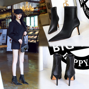 9788-1 European and American Style Fashion Sexy Banquet Winter Short Sleeve Women's Boots Thin Heel High Heel Point