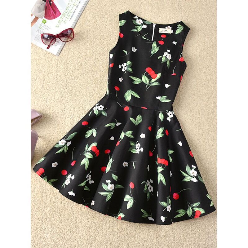 First Love Platycodon Summer New Style Sweet and Fresh Floral Slimming A-line Dress for Students and Young Girls