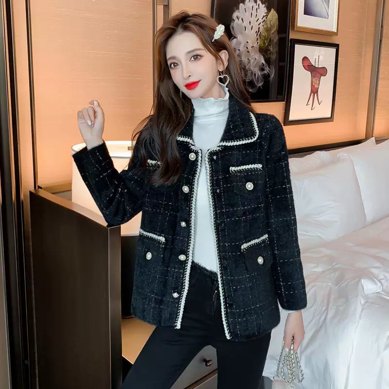 Демисезонная осенняя куртка, вязаный кардиган, стиль Chanel
