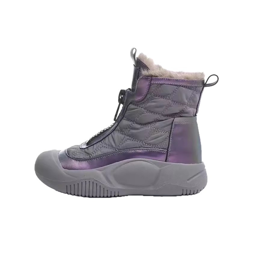 2025 otoño y invierno nuevo estilo retro botas de nieve de fondo suave impermeable botas de algodón más vello grueso calentamiento botas de nieve de alto perfil