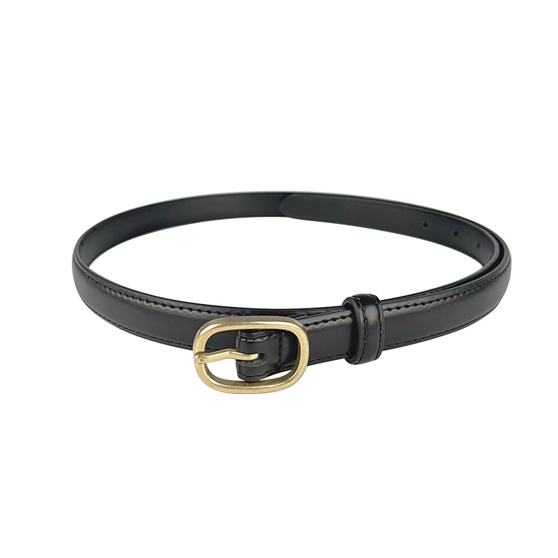 Correa delgada de cuero de las mujeres pantalones casuales pantalones vaqueros estilo coreano de moda todo partido simple de cuero de vaca cinturón de las mujeres