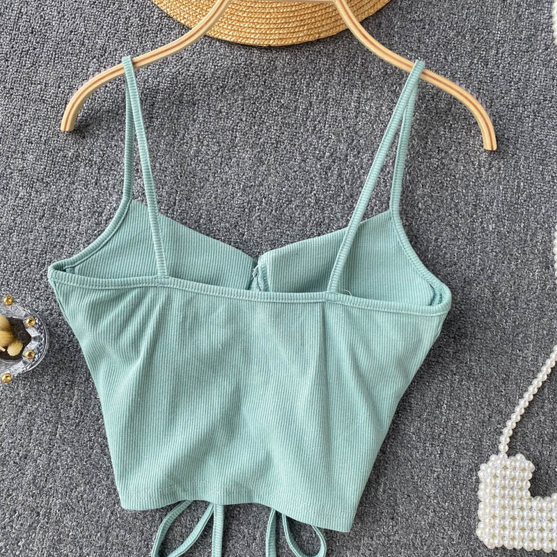 77g Weight Cotton, Rib Fabrics Fabric Type Short Top Length Vest Tops Type Holiday, Daily, Selfie Occasion Strap Neckline Slim Fit Type Solid Color Pattern Summer Season Women's Gender Casual, Elegant, Streetwear Style Wholesale Women's Casual Elegant Streetwear Solid Color Tank Tops 2