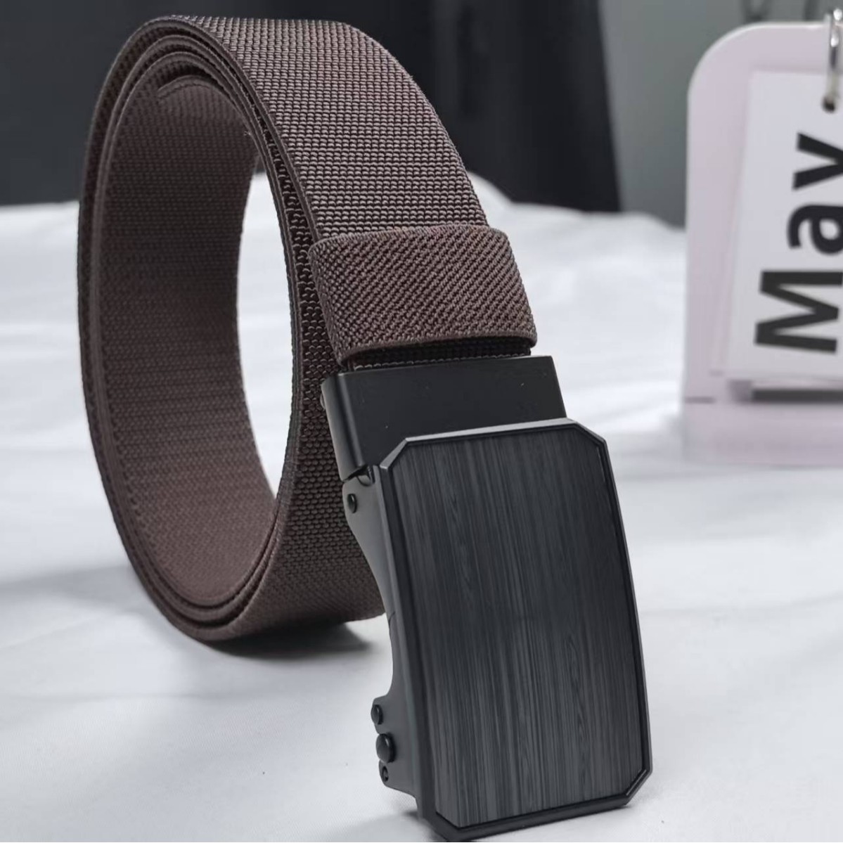跨境新款无牙自动扣战术腰带男士松紧非弹力腰带简约商务帆布