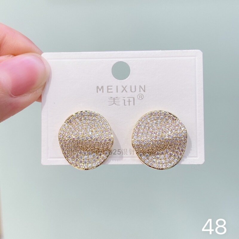Meixun ジュエリー韓国版の新しいマイクロ象嵌ジルコンイヤリング、ファッショナブル、軽い高級感、ハイエンドの女性用多用途イヤリング|undefined