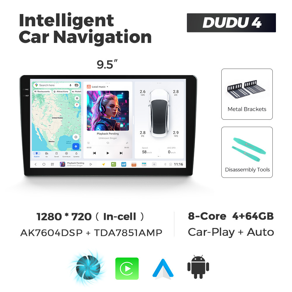 Mekede - Dispositivo de Navegación Inteligente para Automóvil con Pantalla Grande y Control Central Android, Modelo Privado DUDU AUTO, Dispositivo para el Interior del Automóvil