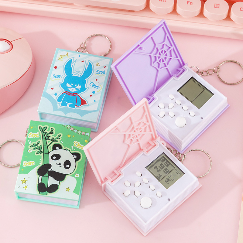 Cross-Border Children's Handheld Mini Electronic Game Console Tetris Handheld Page-Turning Book Game Console Small Pendant