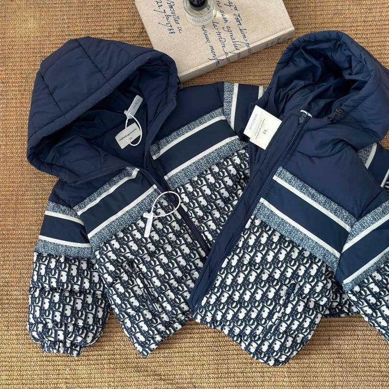 儿童棉衣冬款中小童满印2025新款潮牌男女童洋气连帽拼色棉服外套|undefined