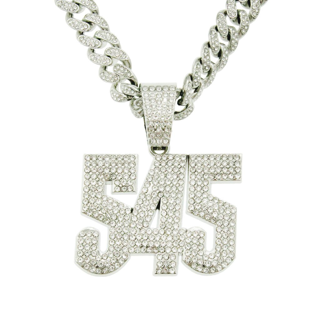 Fashion Stitching Full Diamond Three-dimensional Digital Alloy Necklace display picture 2
