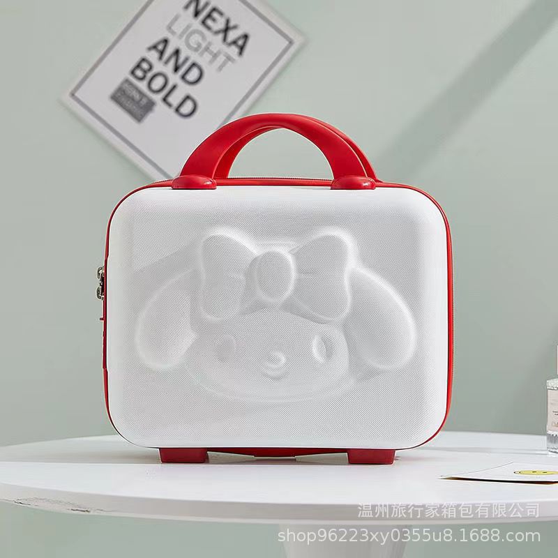 Bolsa de cosméticos de equipaje portátil de 14 pulgadas estudiante femenina mini dibujos animados 3D conejo contraseña caja pequeña caja de almacenamiento de viaje