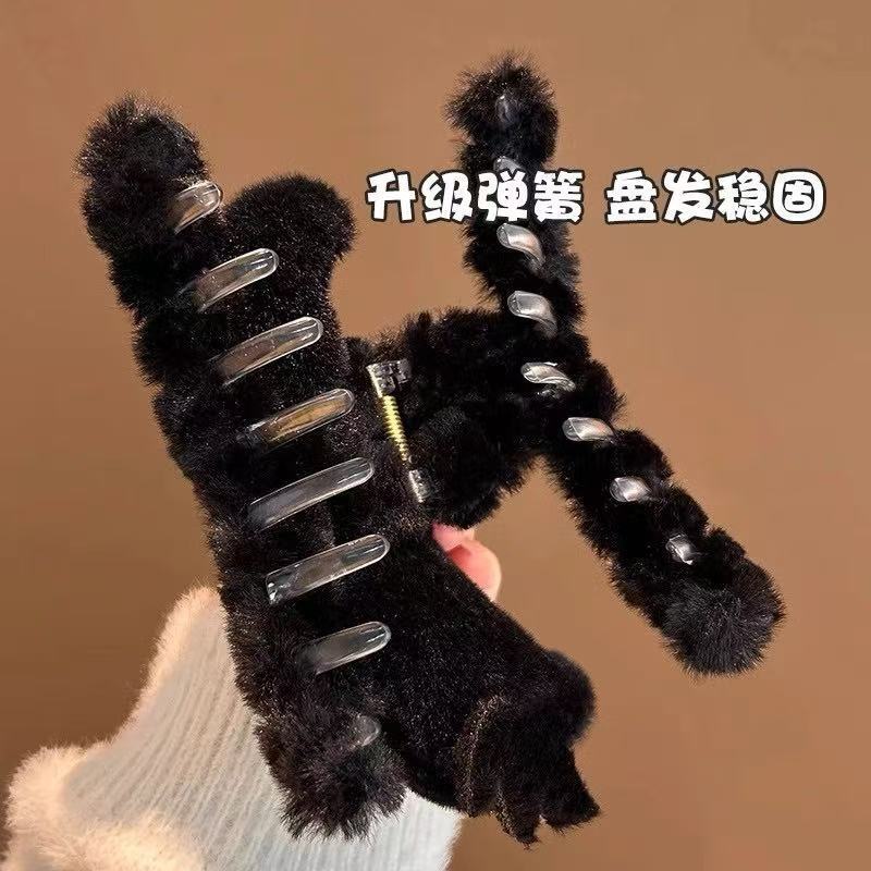 可爱卡通猫咪抓夹女秋冬季氛围感后脑勺盘发鲨鱼夹气质显发量头饰|undefined
