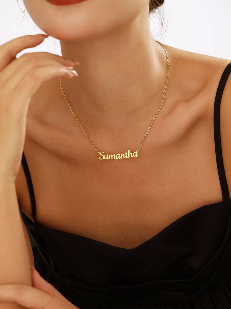 Trendy Titanium Steel Name Necklace in Gold