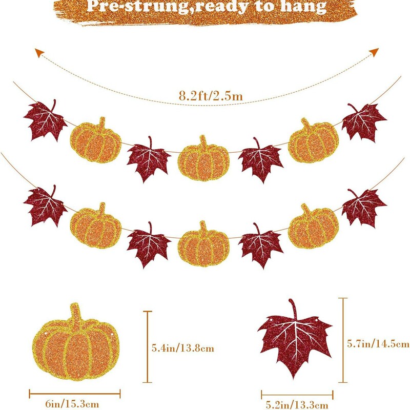 Fall Decorations for Home Thanksgiving Decorations - Pumpkin and Maple Leaf Sign Fall Harvest Garland Hanging Bunting