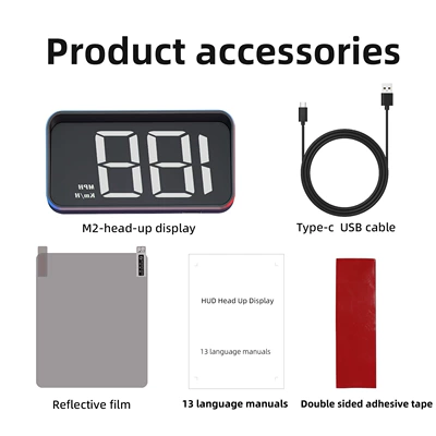 M2 New Universal HUD Vehicle HUD - m2-white-light-kmh