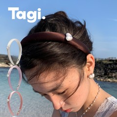 Tagi.想象爱心怦怦镶钻珍珠鼓鼓复古真丝发箍高颅顶头箍少女发饰