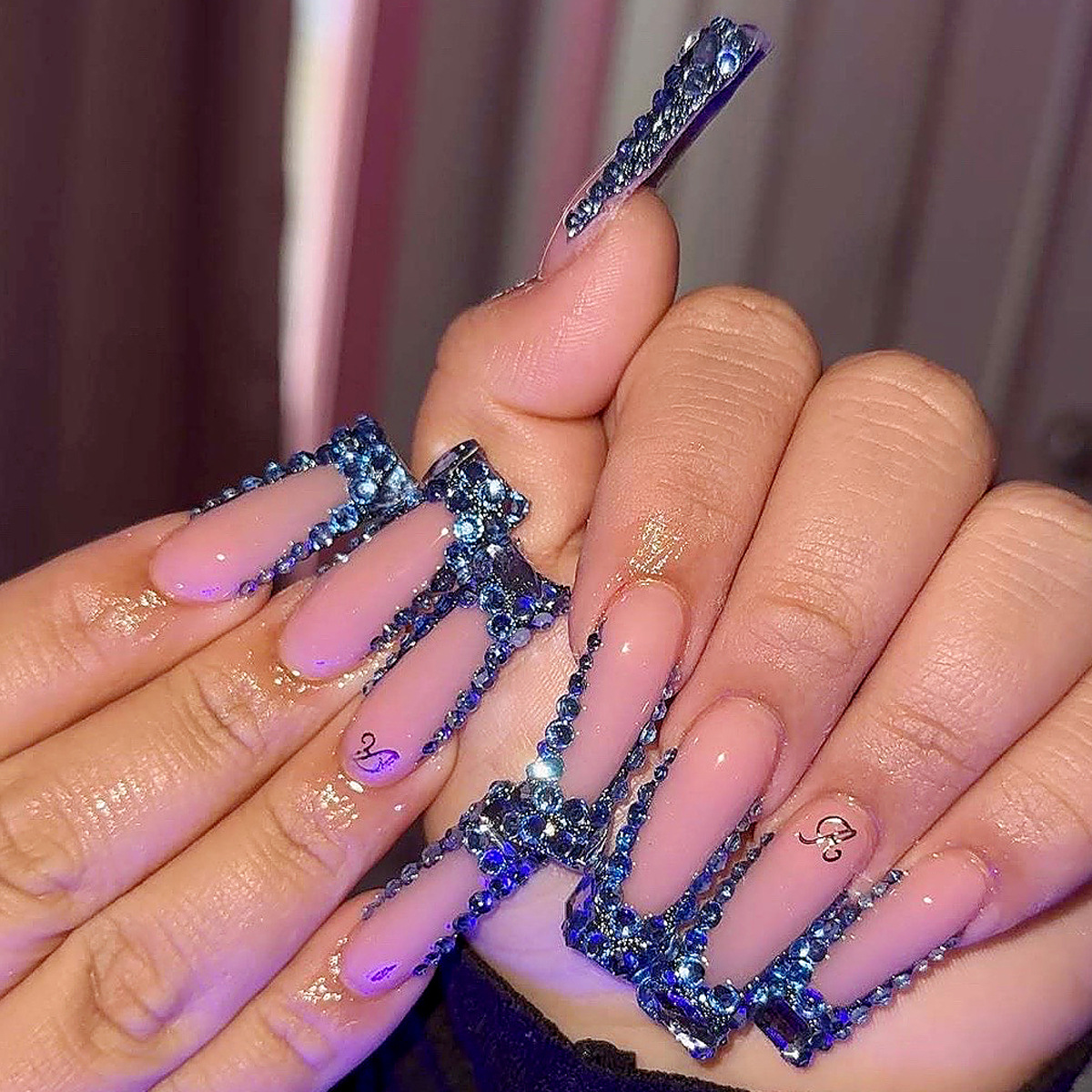 Uñas postizas de uso transfronterizo, diamantes de imitación franceses, uñas de uñas con bordes, parches de uñas de uñas, uñas postizas, productos terminados