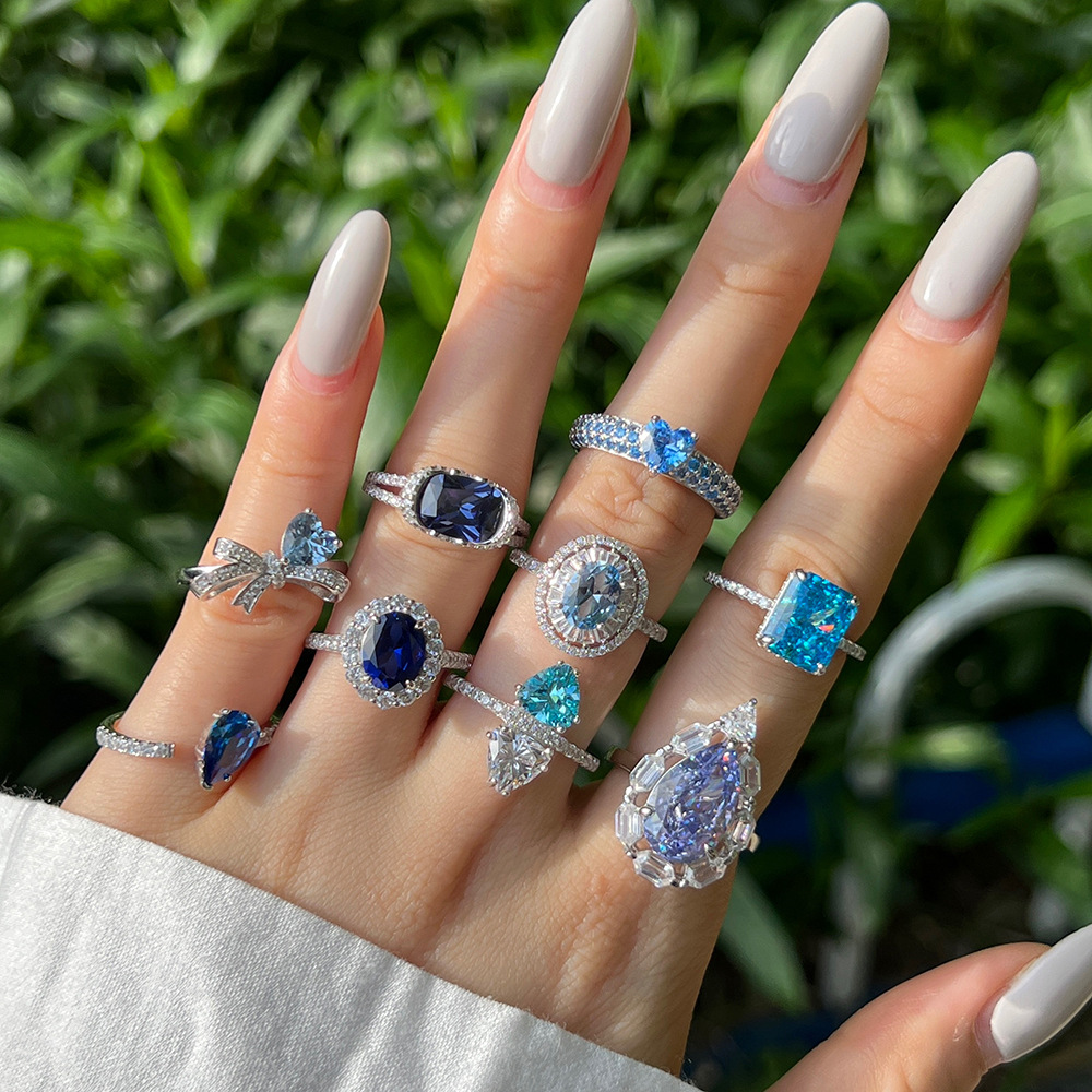 10g Weight Zircon Inlay Material Rings Classification 6, 8, 9 Ring Size 1 Piece Quantity Holiday, Daily Occasion 925 Sterling Silver Material Geometric Pattern Women's Gender Plating, Inlay Design Casual, Shiny Style 925 Sterling Silver Zircon Geometric Rings 1