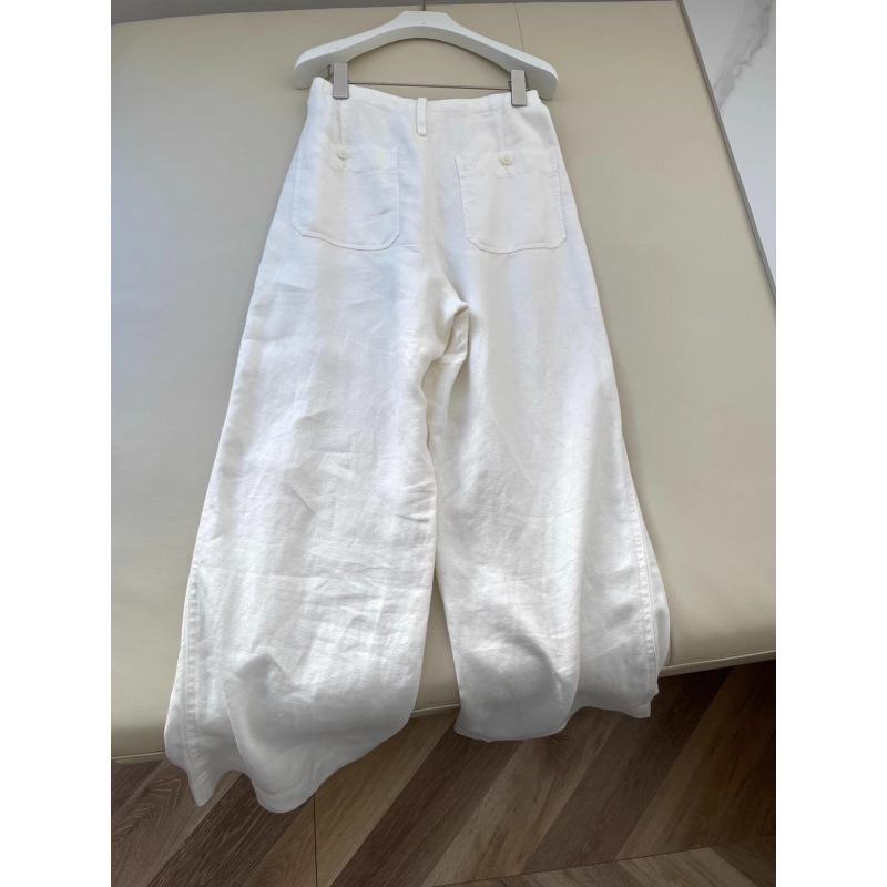 White Cotton and Linen Pants for Women, Summer Thin Japanese Style, Lazy Drape, Casual Straight-Leg Floor-Length Pants, Linen Wide-Leg Pants