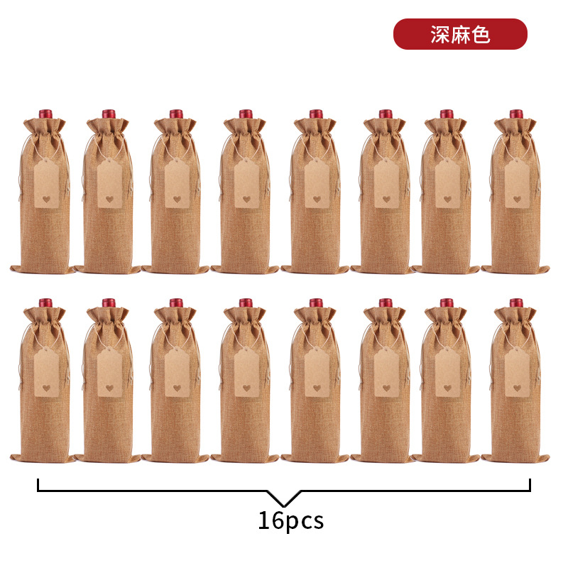 Suministro directo de fábrica bolsa de botella de vino de lino traje ciego degustación de vino botella cubierta de lino etiqueta bolsa de embalaje de vino tinto en stock al por mayor