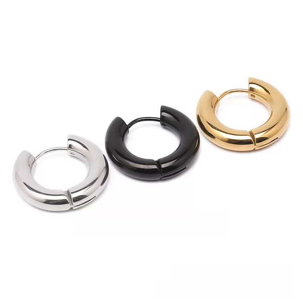 Bold earring earrings for men and women European and American titanium steel stainless steel solid circle ring 4.0 and 5.0 wire diameter earrings
